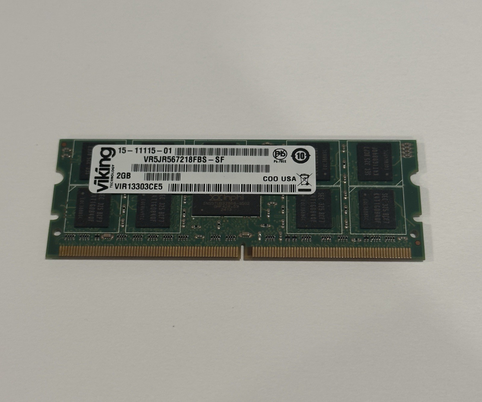 Cisco 15-11115-01 VIKING VR5JR567218FBS-SF 2GB PC2-2400 DDR2 2RX8 244Pin Mini 