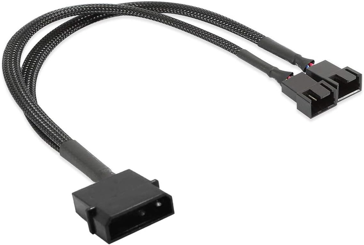 2 Pack 4-Pin Molex (Actual 2-Pin) to 2 x 3 Pin / 4 Pin PMW 12V PC Case Fan Power