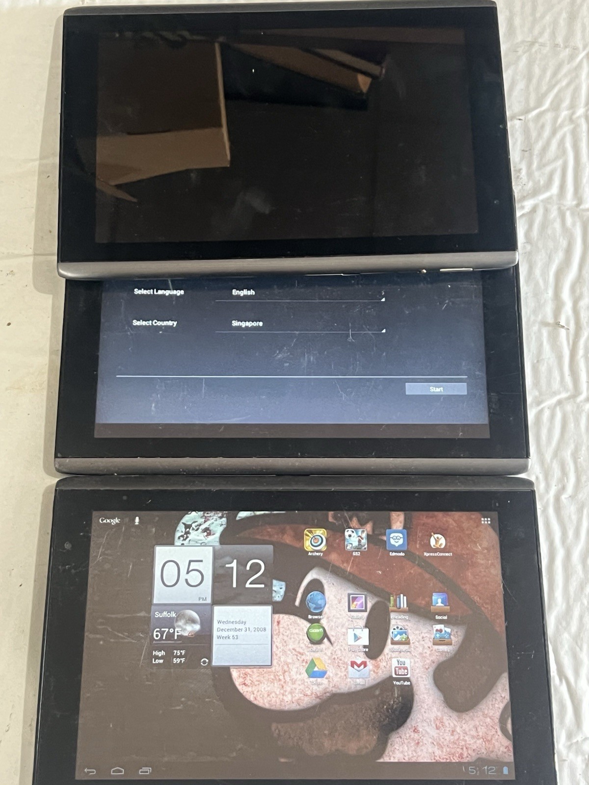 LOT IF 3 As Is Acer Iconia Tab A500 10.1” Android Tablet 16GB