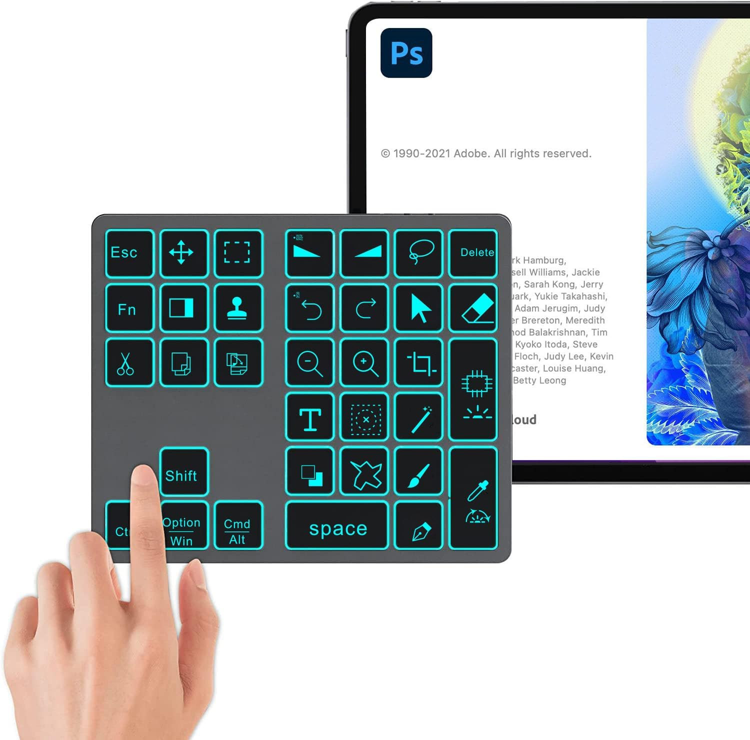 Bluetooth Shortcut Keyboard for Adobe Photoshop for PC Computer, Desktop, Ipad &