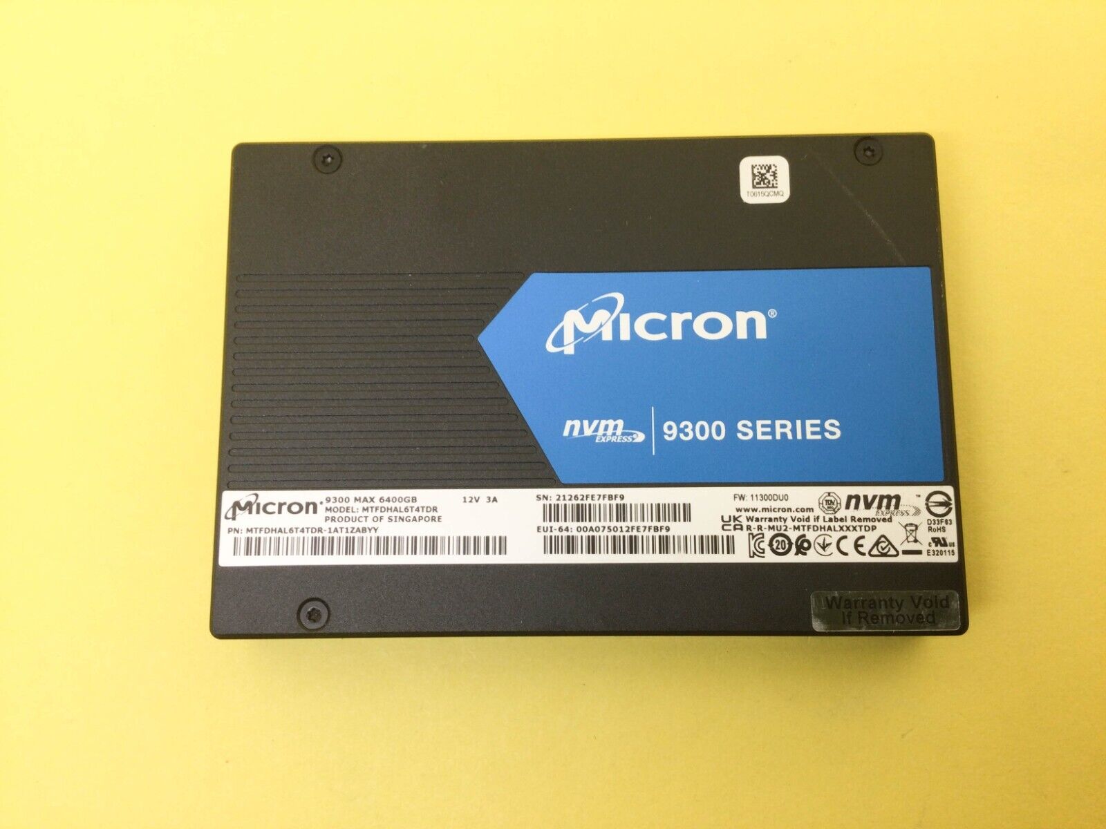 Micron 9300 Max 6.4TB PCIe NVME U.2 2.5