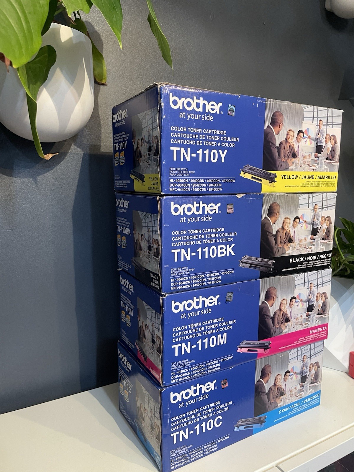 Brother TN-110 Toner Set BK C M Y Genuine OEM 4-Pack HL-4040CN 4070CDW