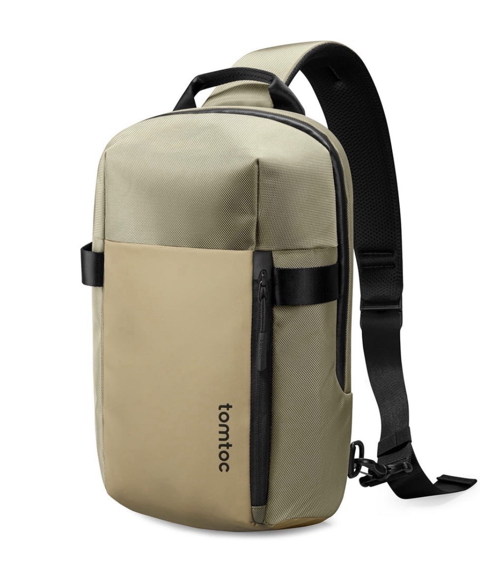 tomtoc Beige and Black Solid Shoulder/Messenger Laptop Shoulder Bag