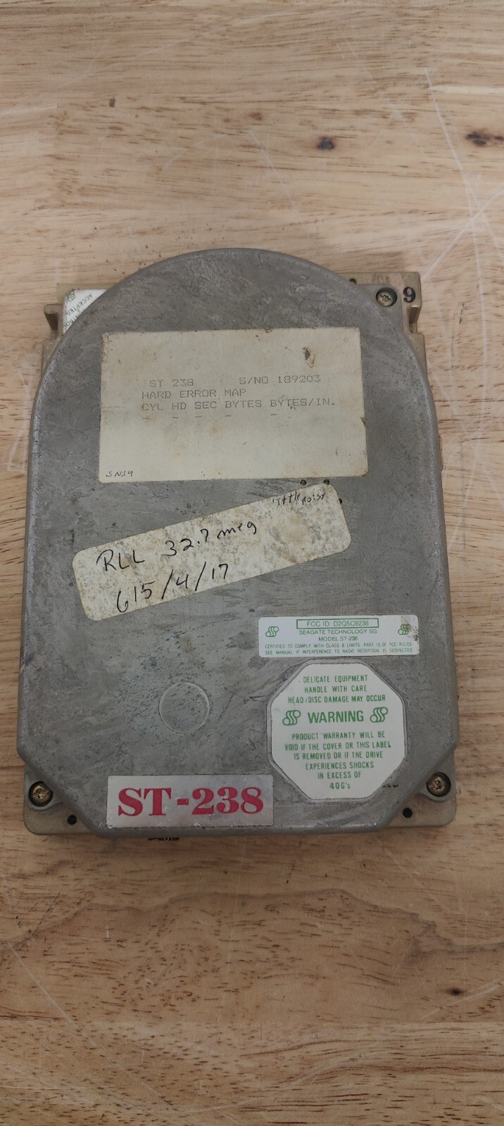 Untested Seagate Model ST-238 Hard Drive 5.25" 30MB