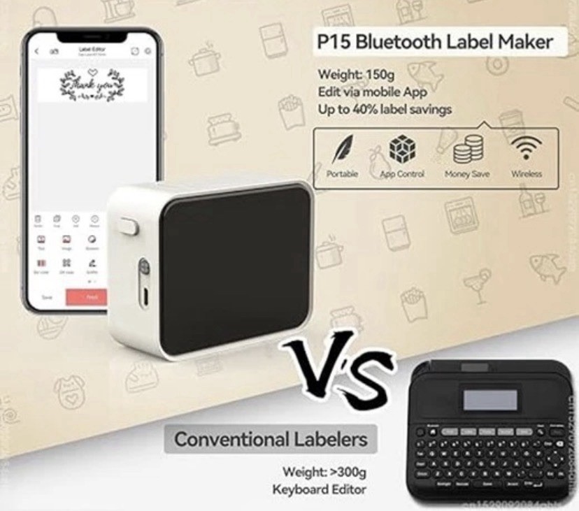 Pristar Label Maker Machine P15 Bluetooth Label Maker with Tape USB Rechargeable