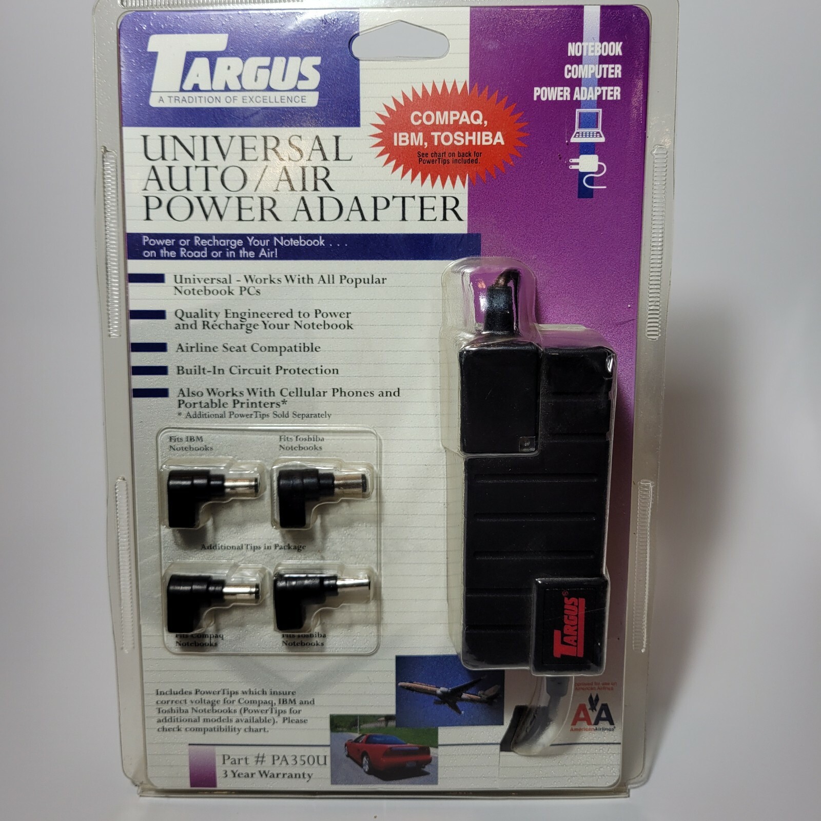 New Targus PA350U Universal Auto/Air Notebook Power Adapter for Compaq, HP, Sony
