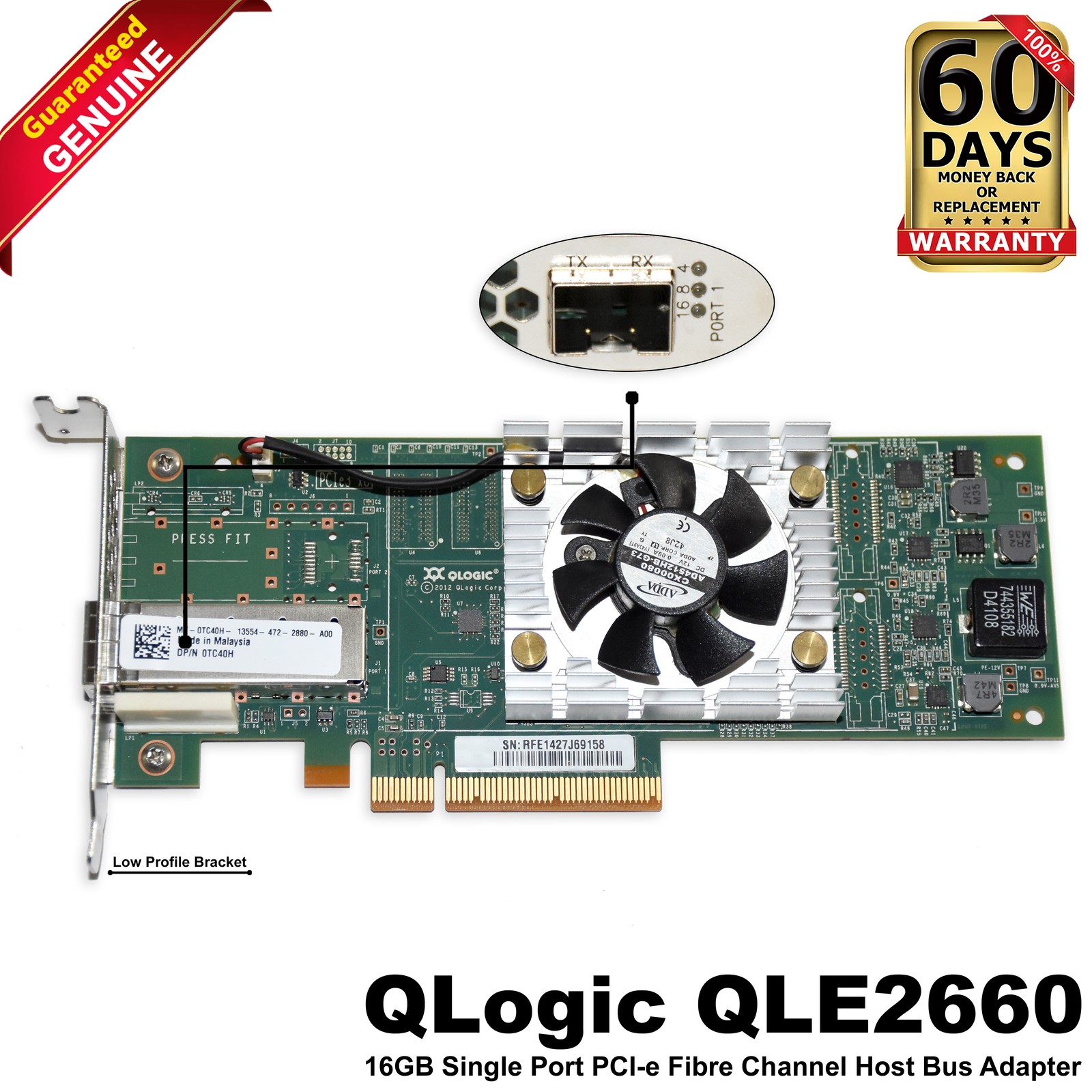 Dell QLogic QLE2660L-DEL 16Gb FC SFP+ Single Port Low Profile HBA 4MNKF TC40H