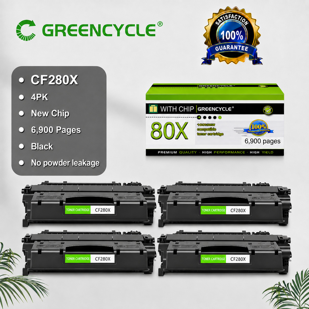 4PK CF280X 80X Toner Cartridge for HP Laserjet Pro 400 M401a M401d M401dn M425dn