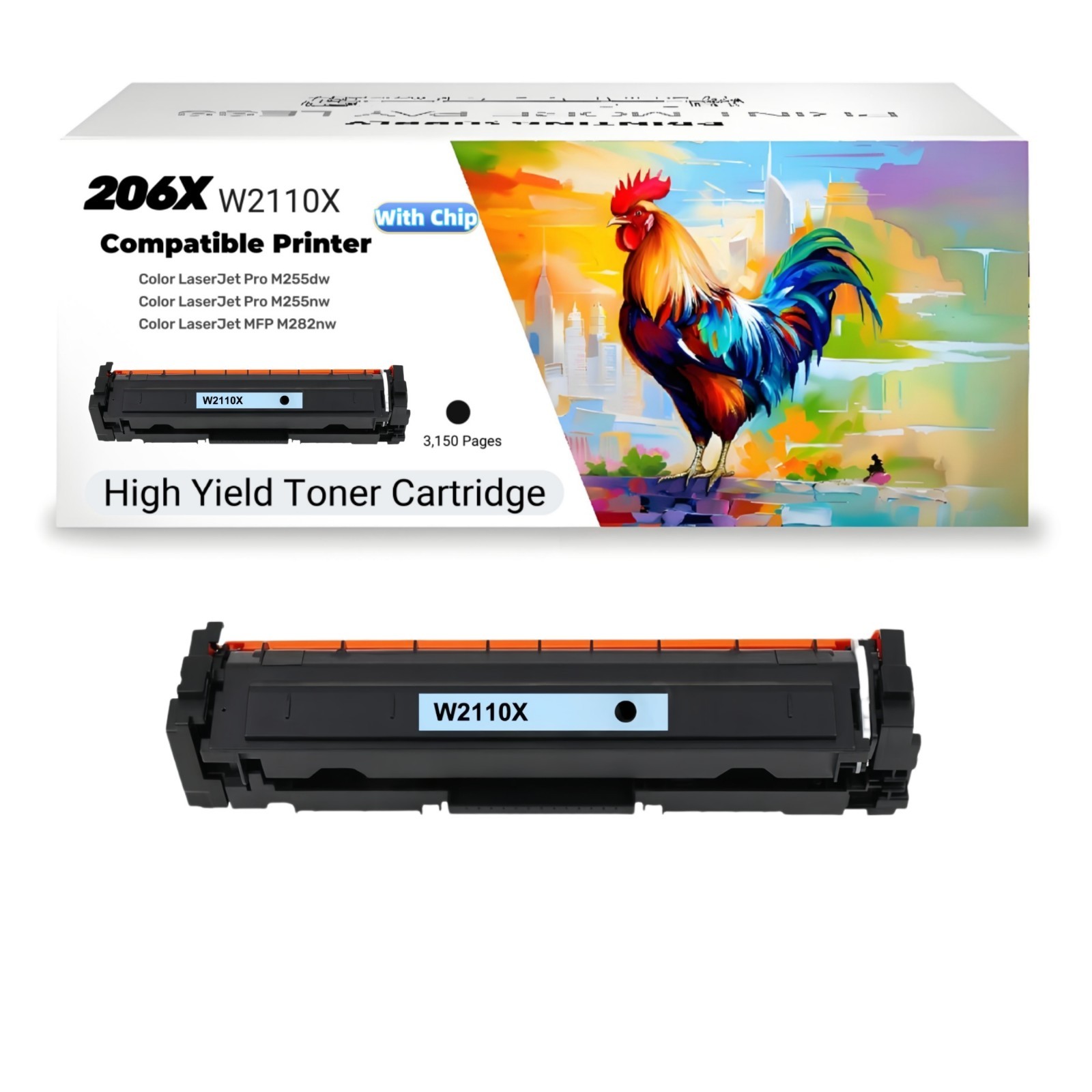 Compatible with HP 206X BKCMY Toner With Chip W2110X W2111X W2112X W2123X M255dw