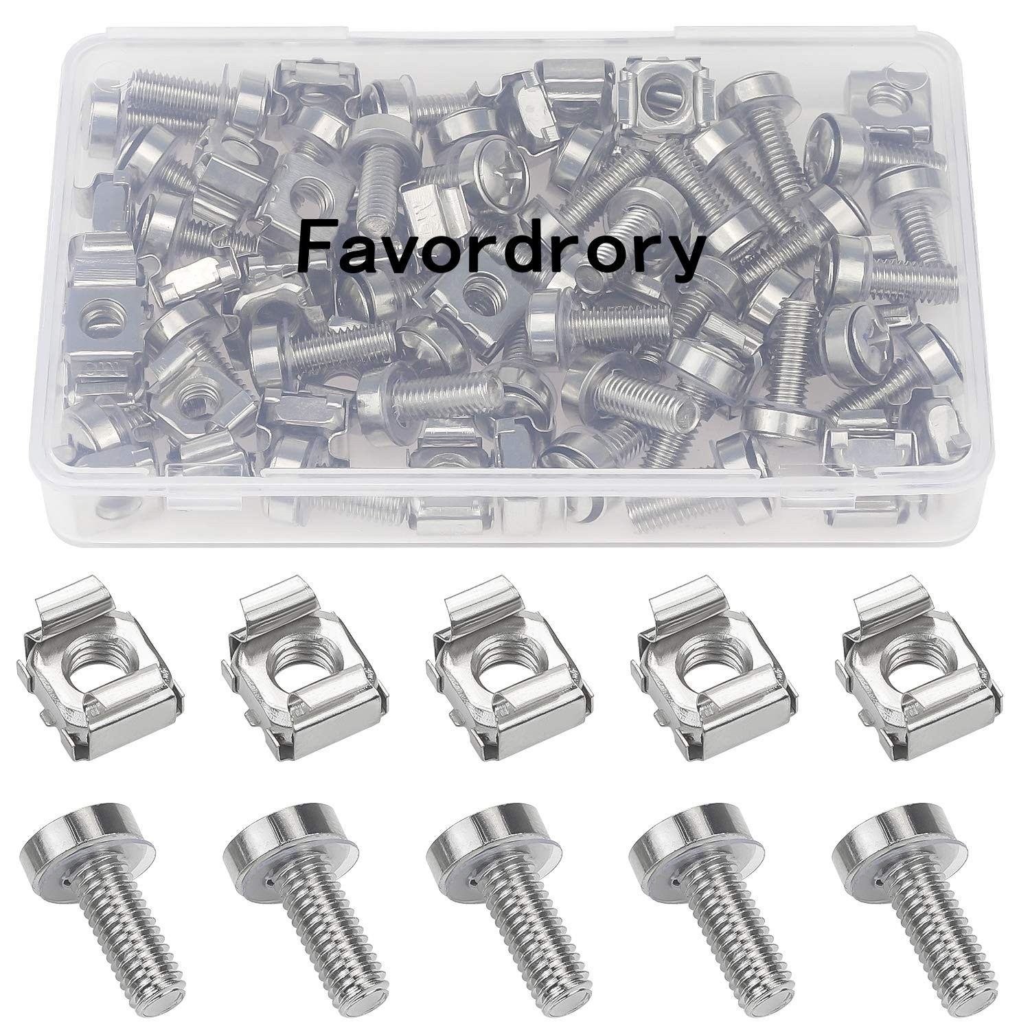 30 PCS M6 x 20mm Rack Mount Cage Nuts Screws Washers For Server Cabinet