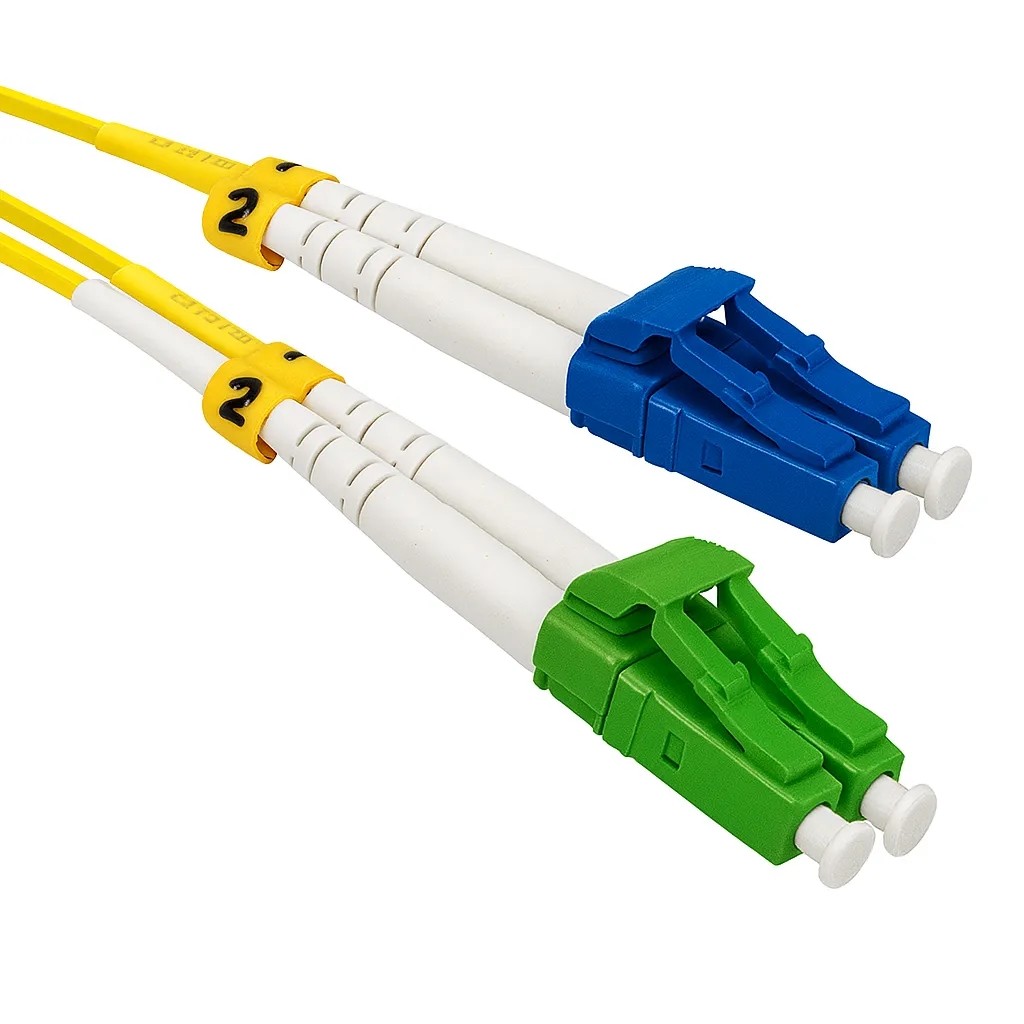LC/APC to LC/UPC OS2 9/125 Duplex Fiber Patch Cable 15m/20m/25m