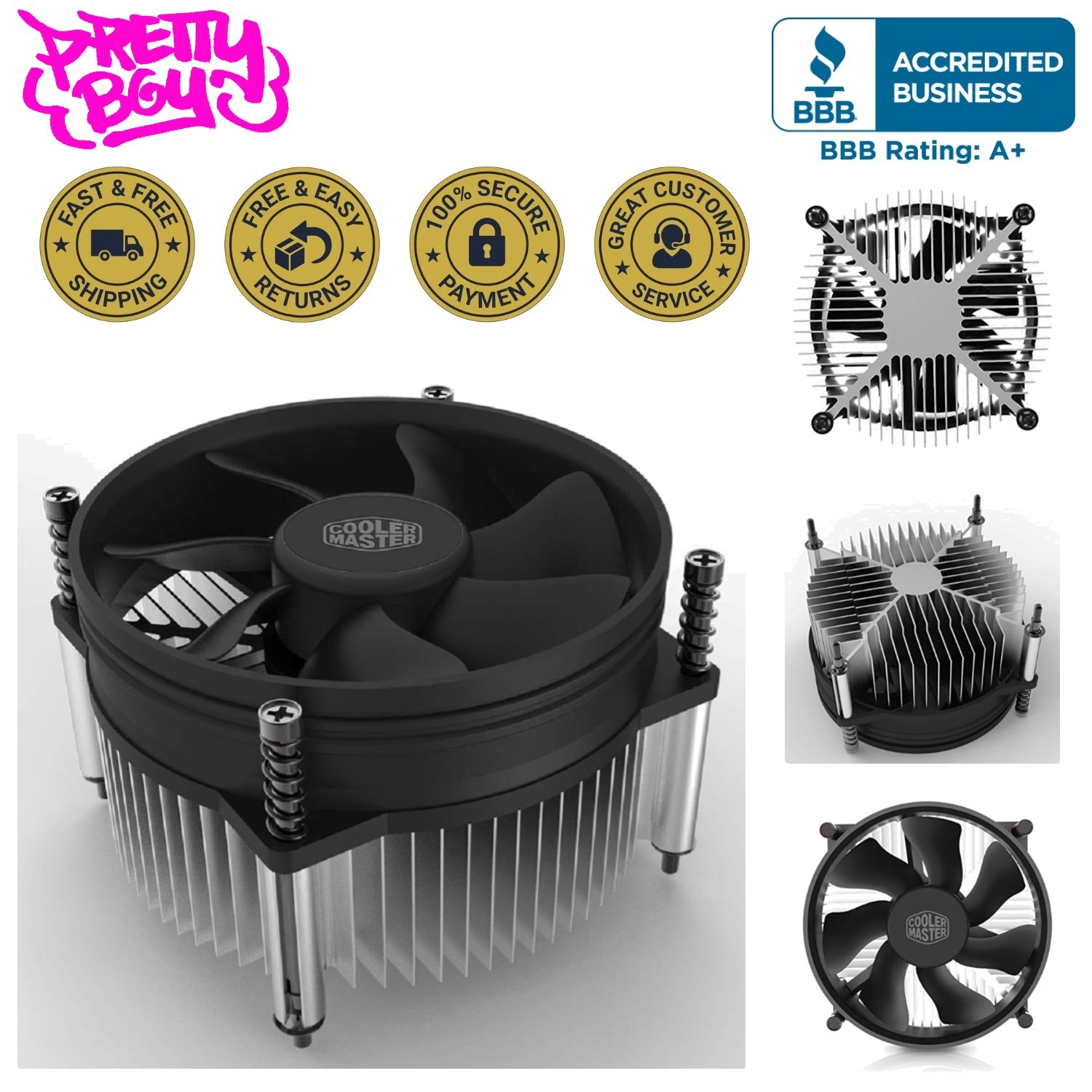 High Performance 92mm CPU Cooler for Intel – Pre-Pasted Thermal Grease Included