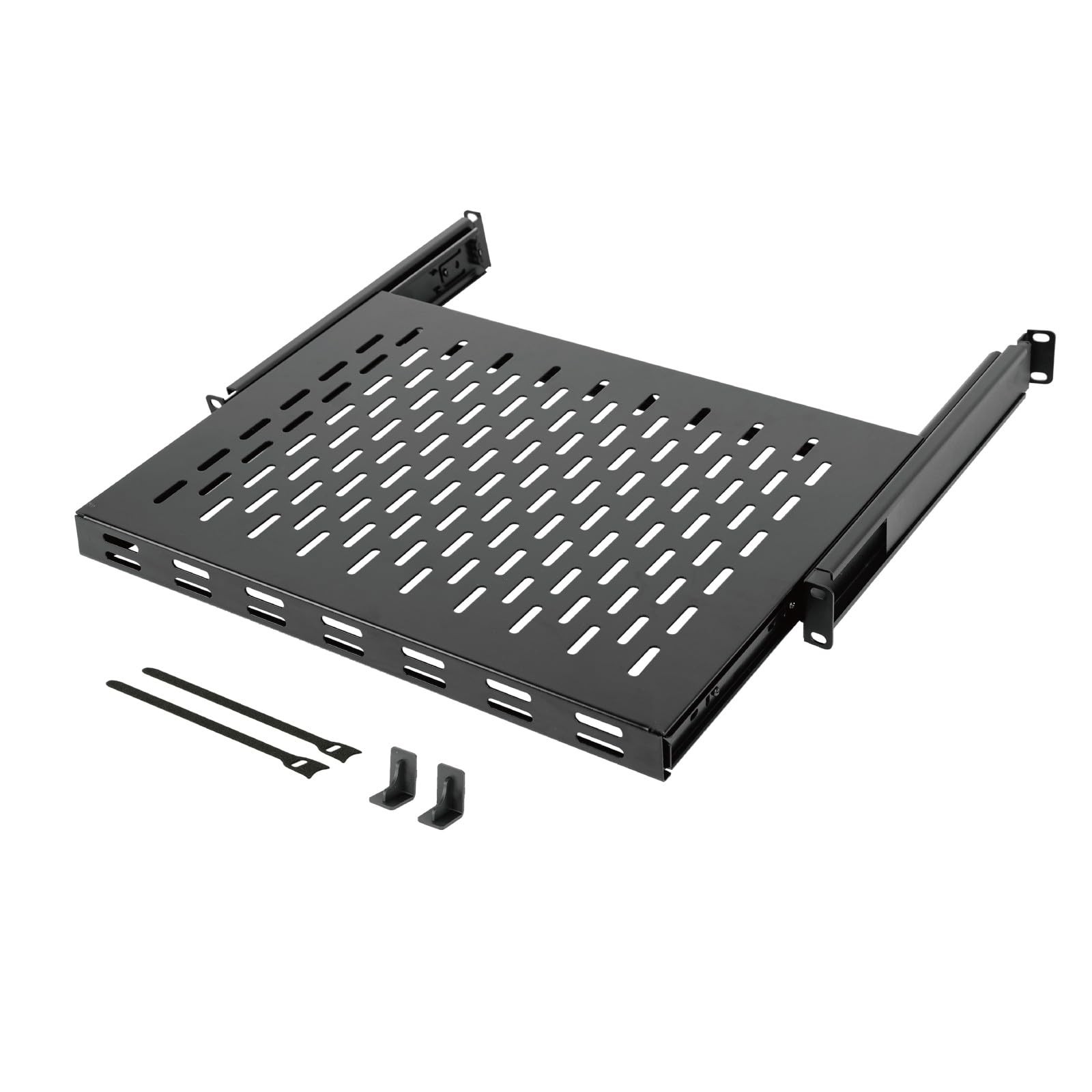 Tecmojo 1U Sliding Rack Shelf,4-Post Vented Rack Mount Shelf,13.8in Deep