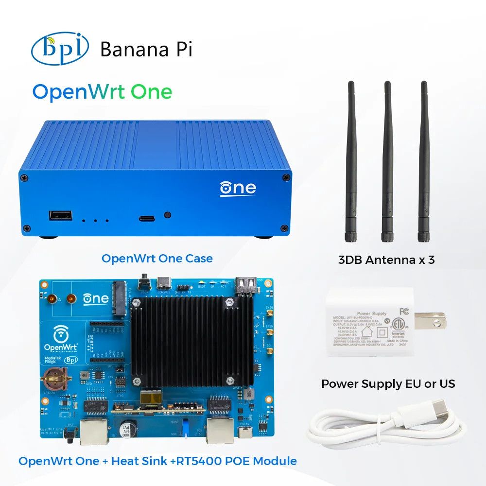 Banana Pi OpenWrt One MediaTek MT7981B Router 1GB DDR4 2.5GbE RJ45