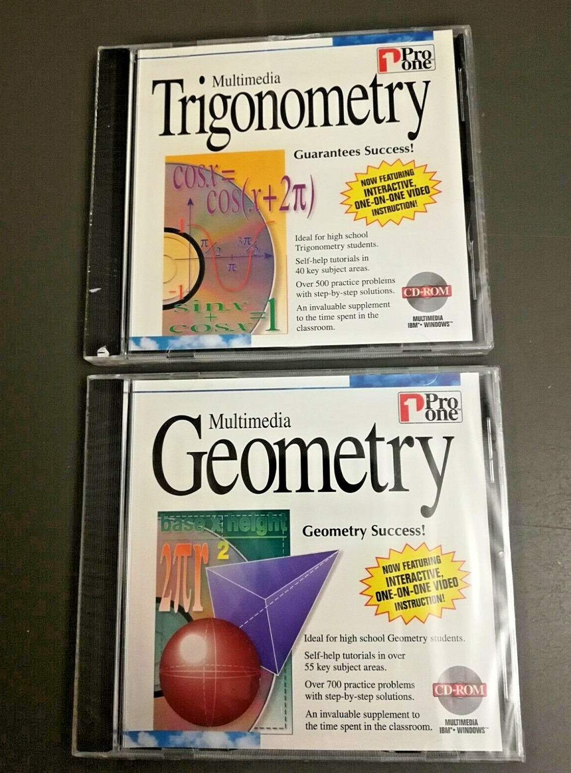 Pro One Multimedia Geometry & Trigonometry Tutorials 1700+ Problems Sealed NIP