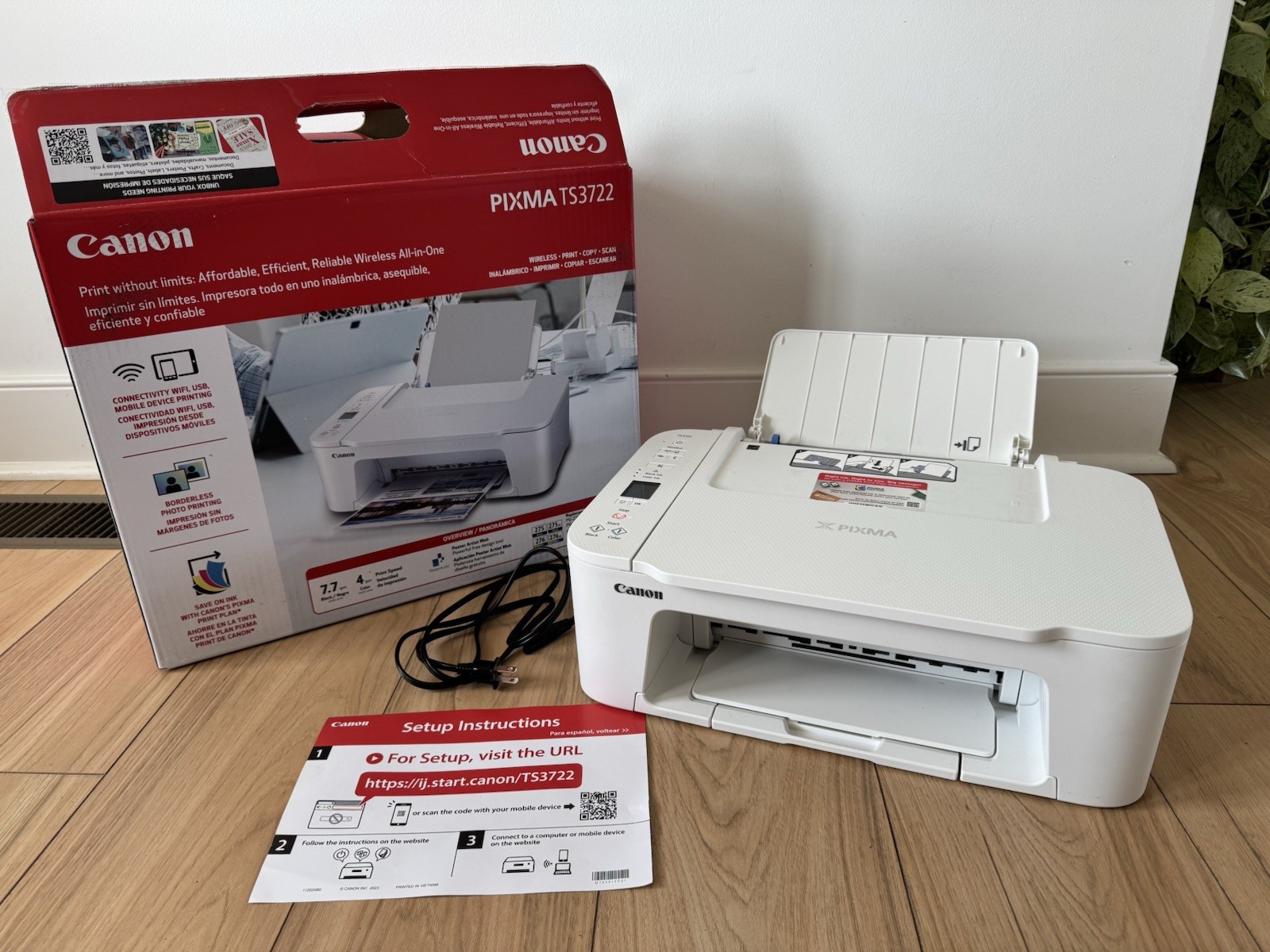 Canon PIXMA TS3722 Wireless All-In-One Printer Print Scan Copy WiFi Home Office