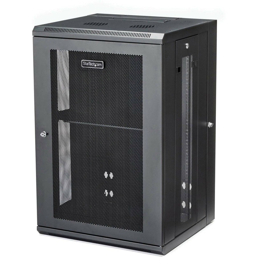 StarTech 4-Post 18U Wall Mount Network Cabinet, 19" Hinged Wall-Mounted Server
