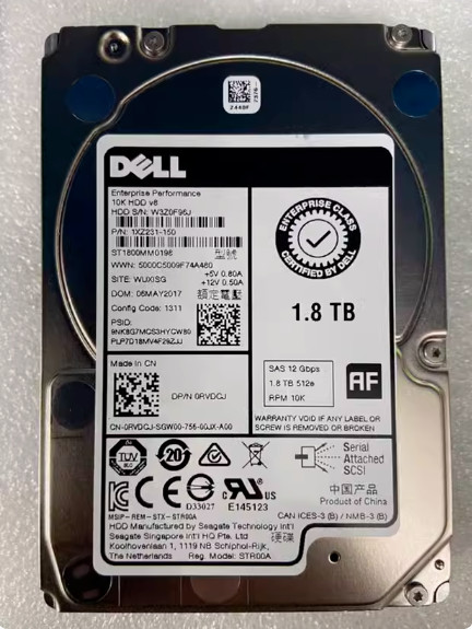 Dell RVDCJ 0RVDCJ 1.8TB 10K SAS 2.5" 12G HDD Hard Drive ST1800MM0198