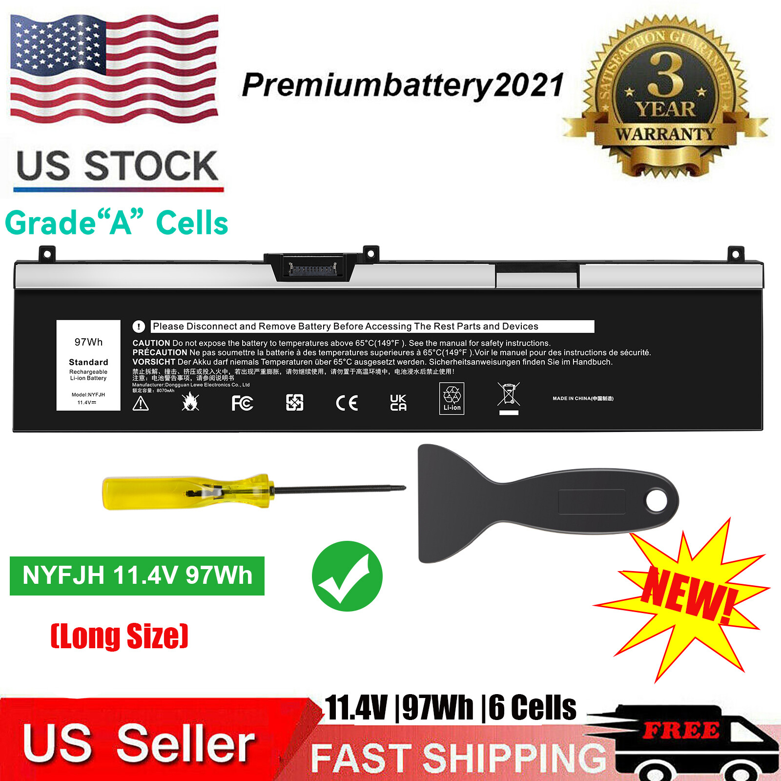 ✅LOT 97Wh NYFJH BATTERY FOR Dell Precision 7330 7530 7540 7730 7740 P74F P34E US