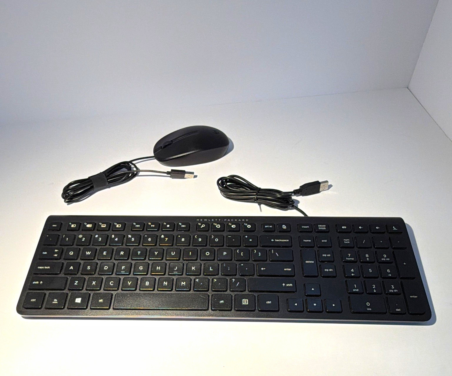 HP Wired USB Slim Keyboard & Mouse Bundle, Black, English QWERTY