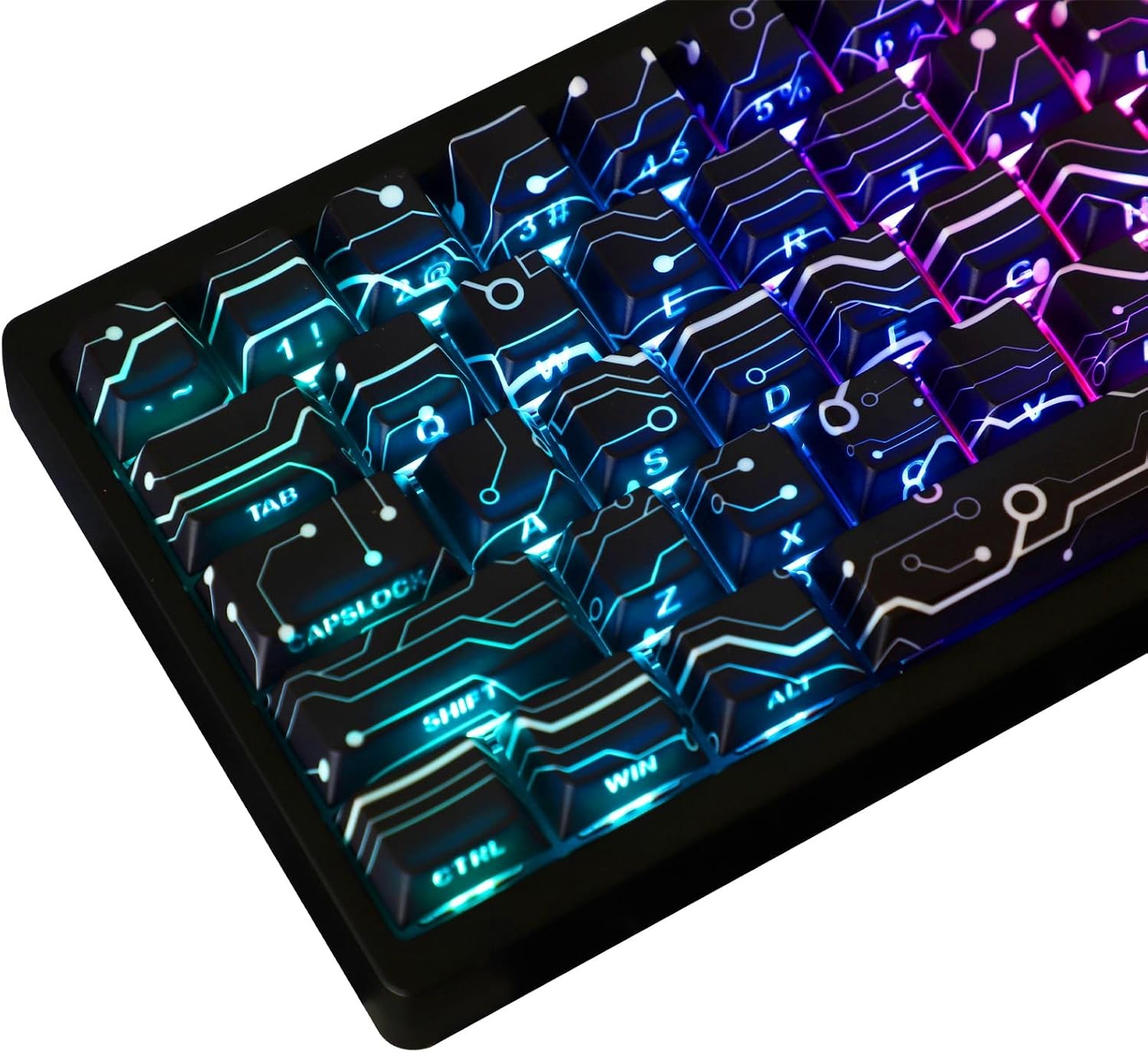 Custom PBT Keycaps, Cool Modern Technology Style Keyboard Key caps(Black)