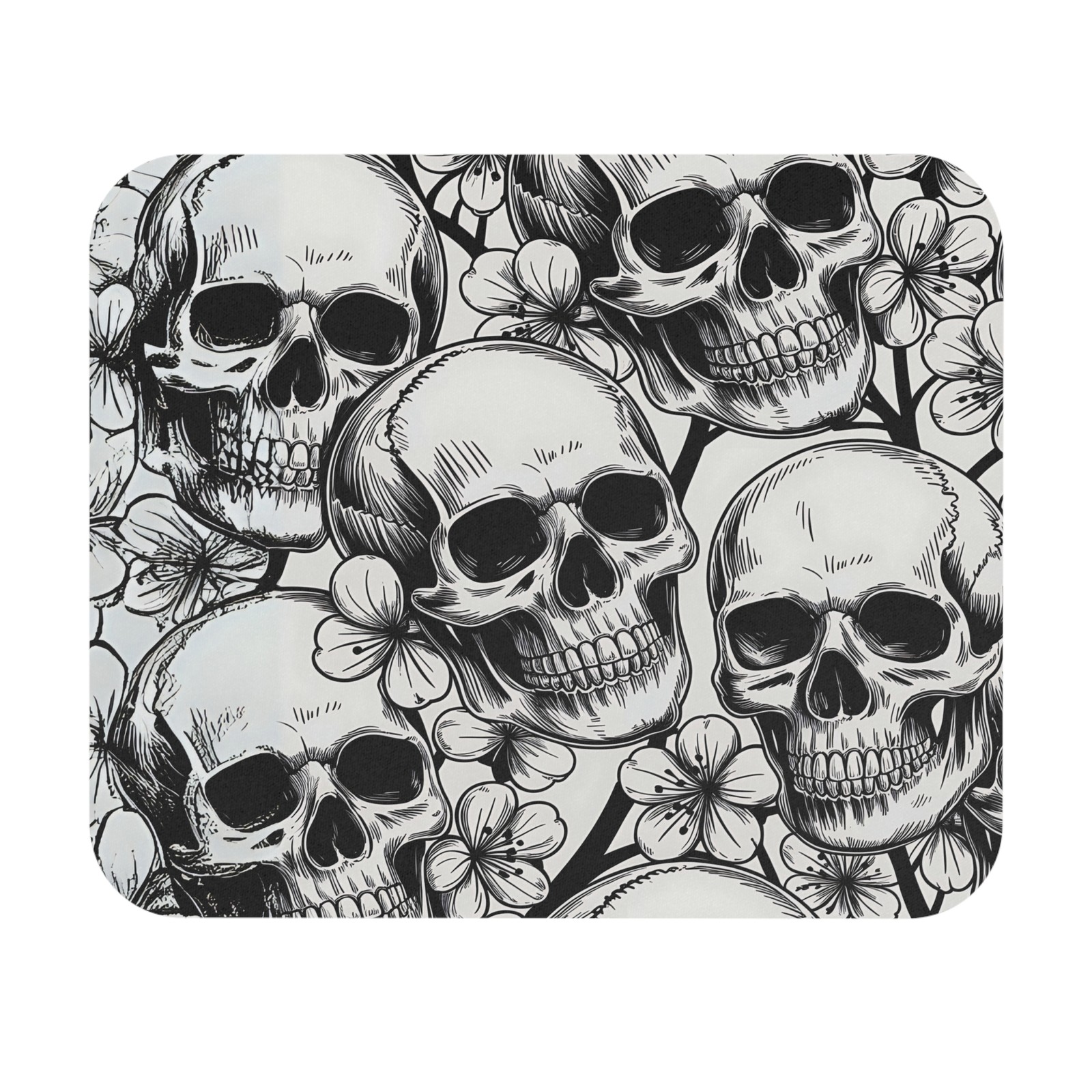 Skull Floral Mouse Pad - Edgy Desk Accessory, Unique Gift for Gamers