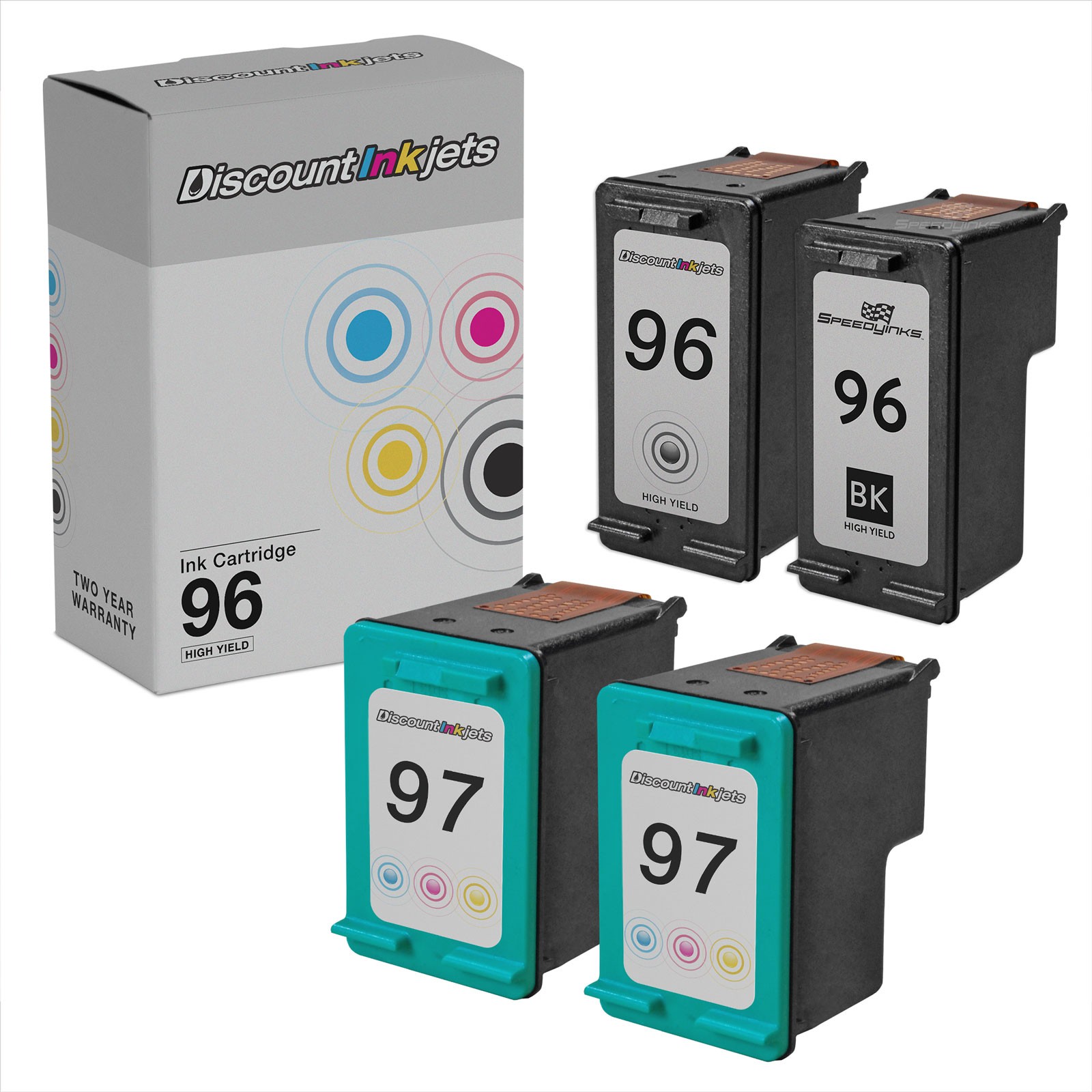 4PK DI Ink Cartridge for HP 96 (2xblk) & HP 97 (2xColor) Deskjet 6940 5940 9800