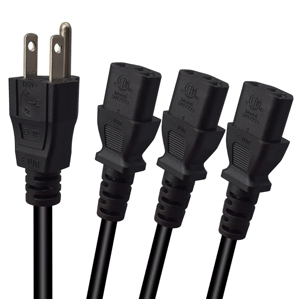 Computer Y Splitter Power Cord NEMA 515P to 3*IEC320 C13 Female 2M 6.5FT