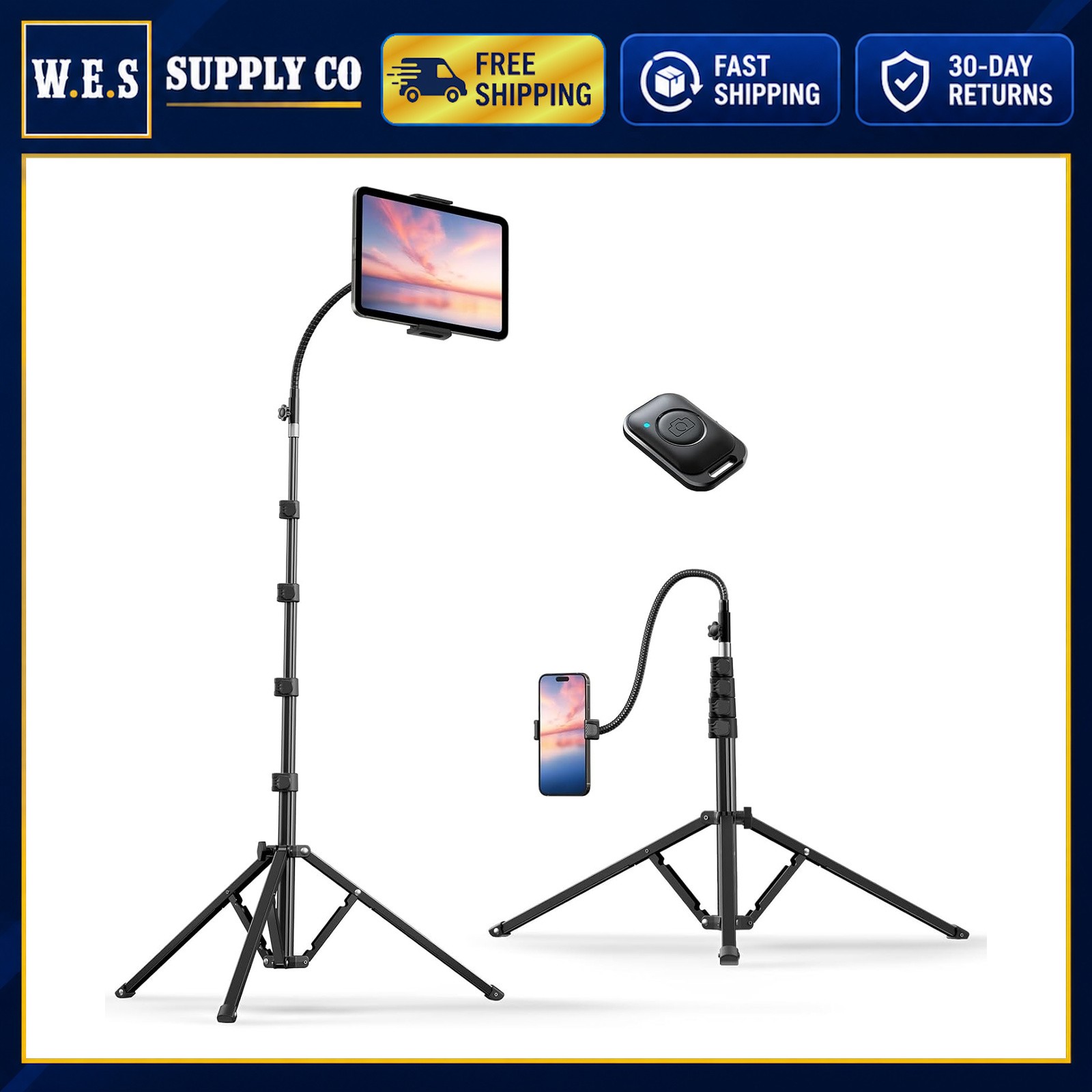 Adjustable Floor Tripod Stand 82 Inches for Tablet and Phone