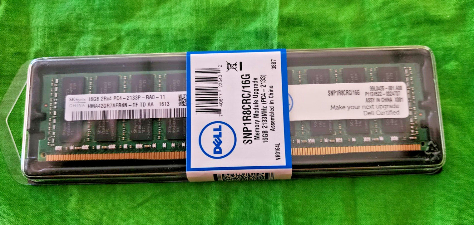 Dell Memory SNP1R8CRC/16G 16GB 2Rx4 DDR4 RDIMM 2133MHz Memory NEW SEALED