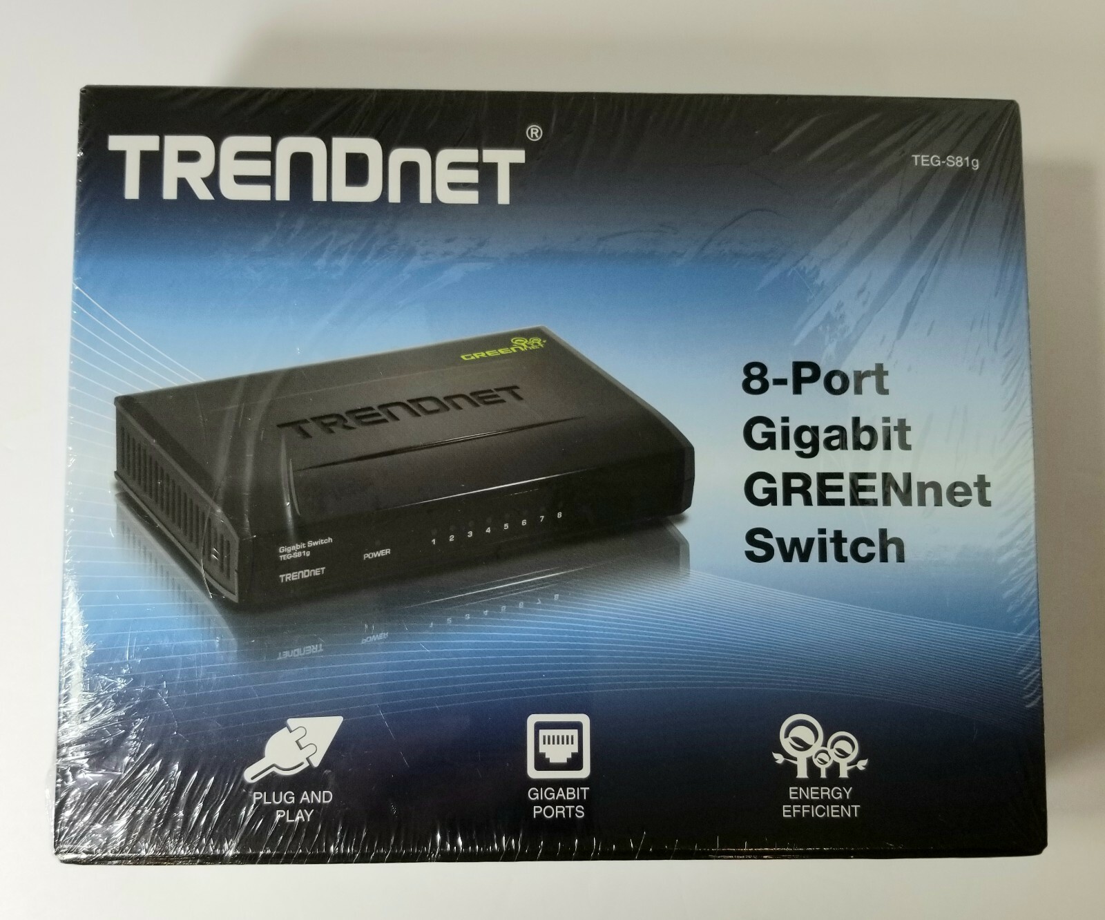 TRENDnet TEG-S81g 8-Port Gigabit GREENnet Switch Plug and Play, Factory Sealed