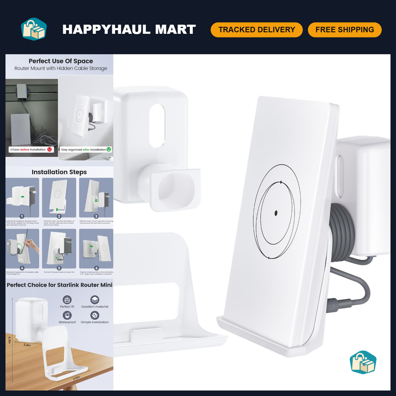 2-in-1 Wall Mount for Starlink Router Mini | Adjustable, Space-Saving Design