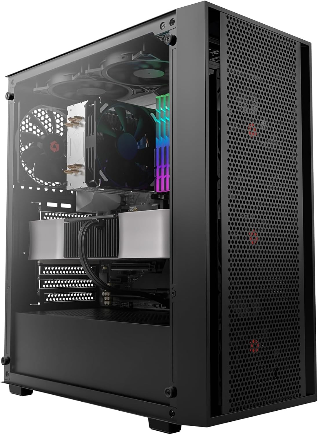 ATX Mid Tower Gaming Computer PC Case with Side Tempered Glass