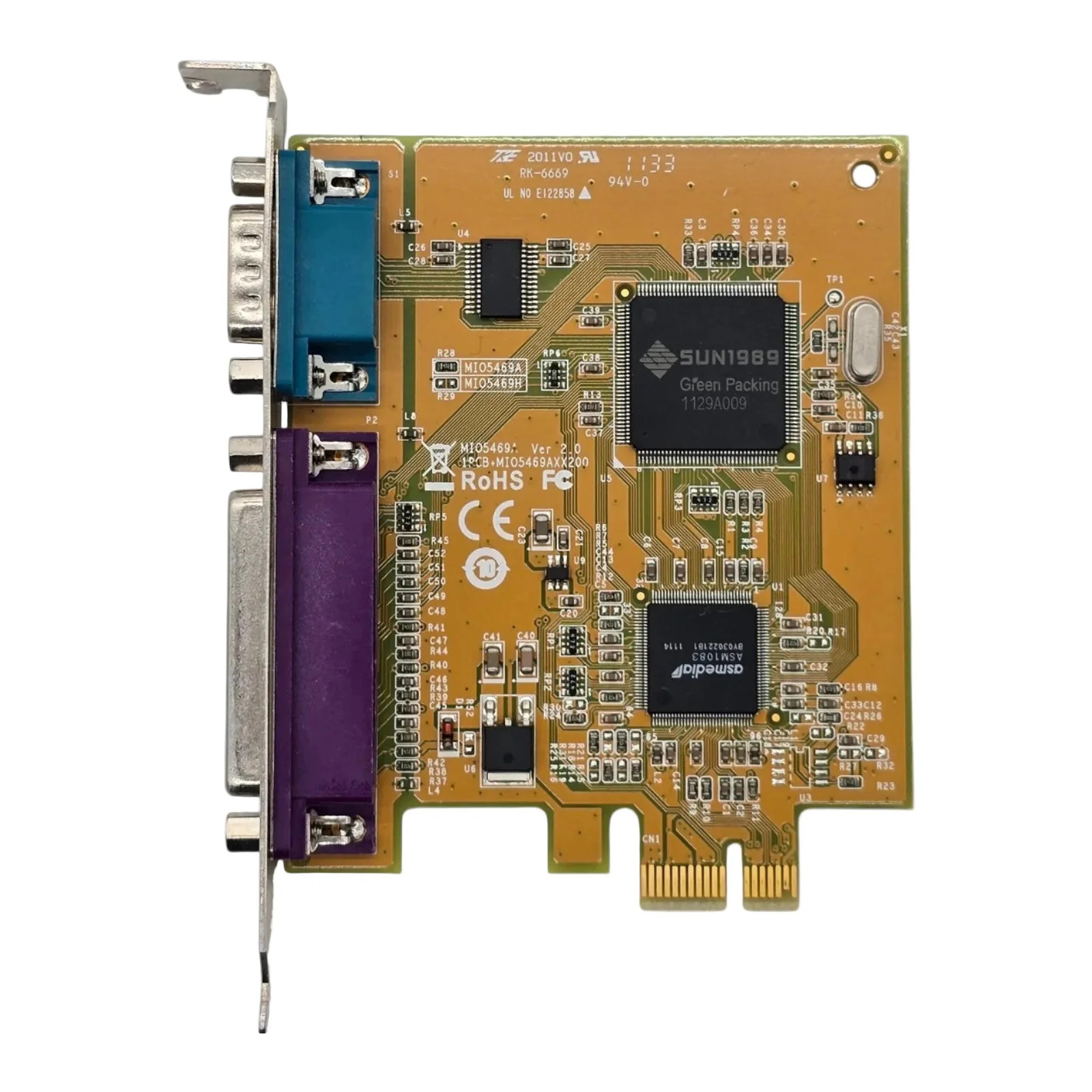 Dell 0GP385 PCIe x1 Serial Parallel Combo Card DB9 DB25 Adapter Full Height