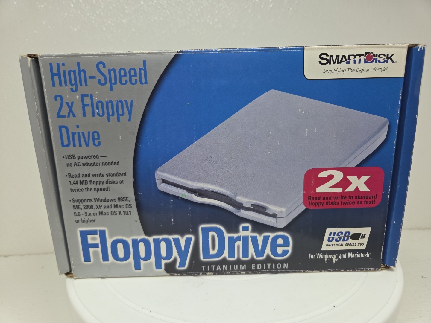 External USB Powered 2x Floppy Drive SmartDisk FDUSB-TM2 Windows & Macintosh 