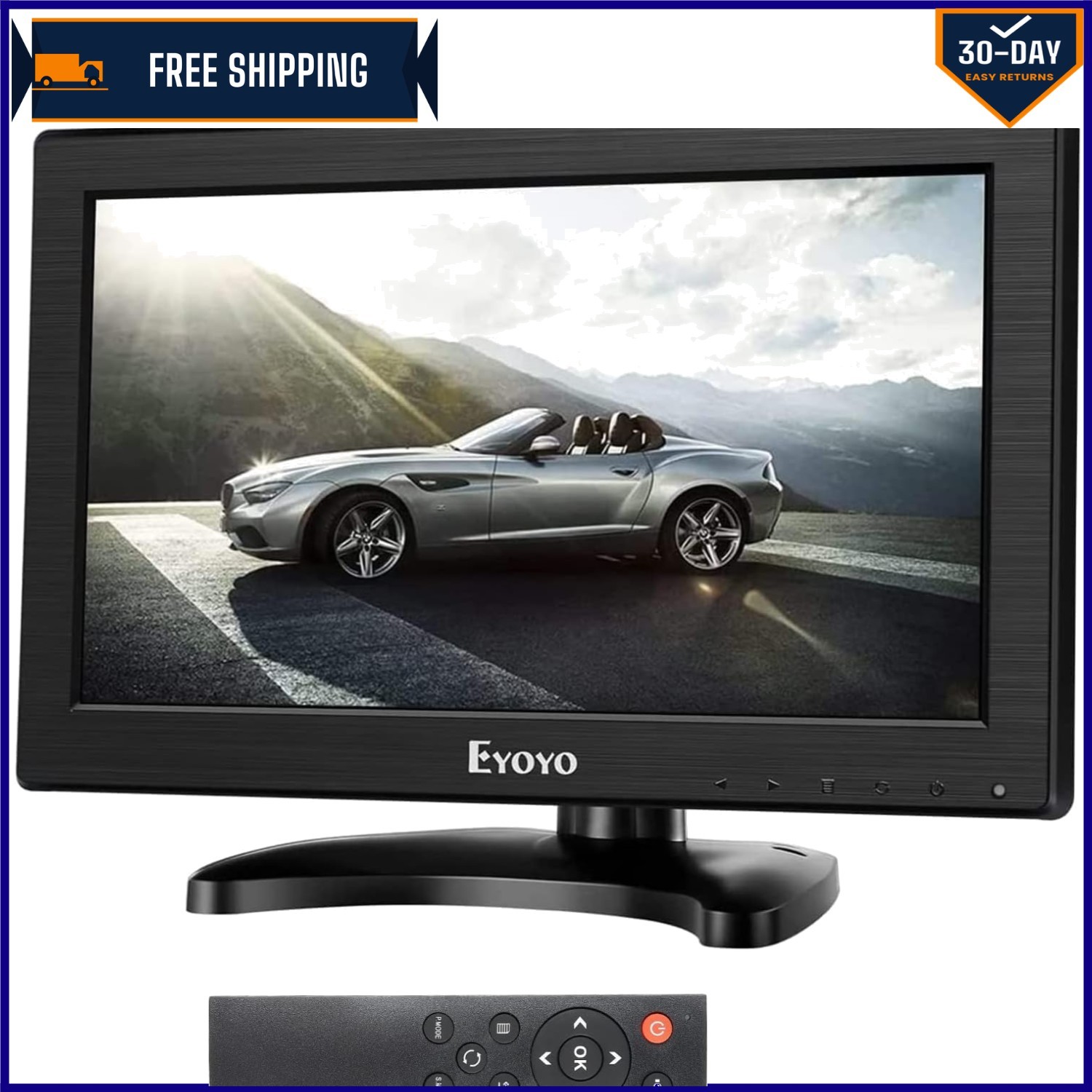 Sleek 12-Inch Monitor with HDMI, VGA and USB Playback – Perfect for Small Spaces