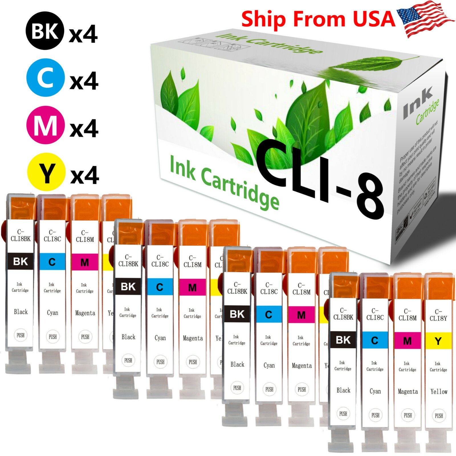 16PK CLI8 CLI-8 Ink Cartridge for PIXMA iP4200 PIXMA iP4500 PIXMA MP960