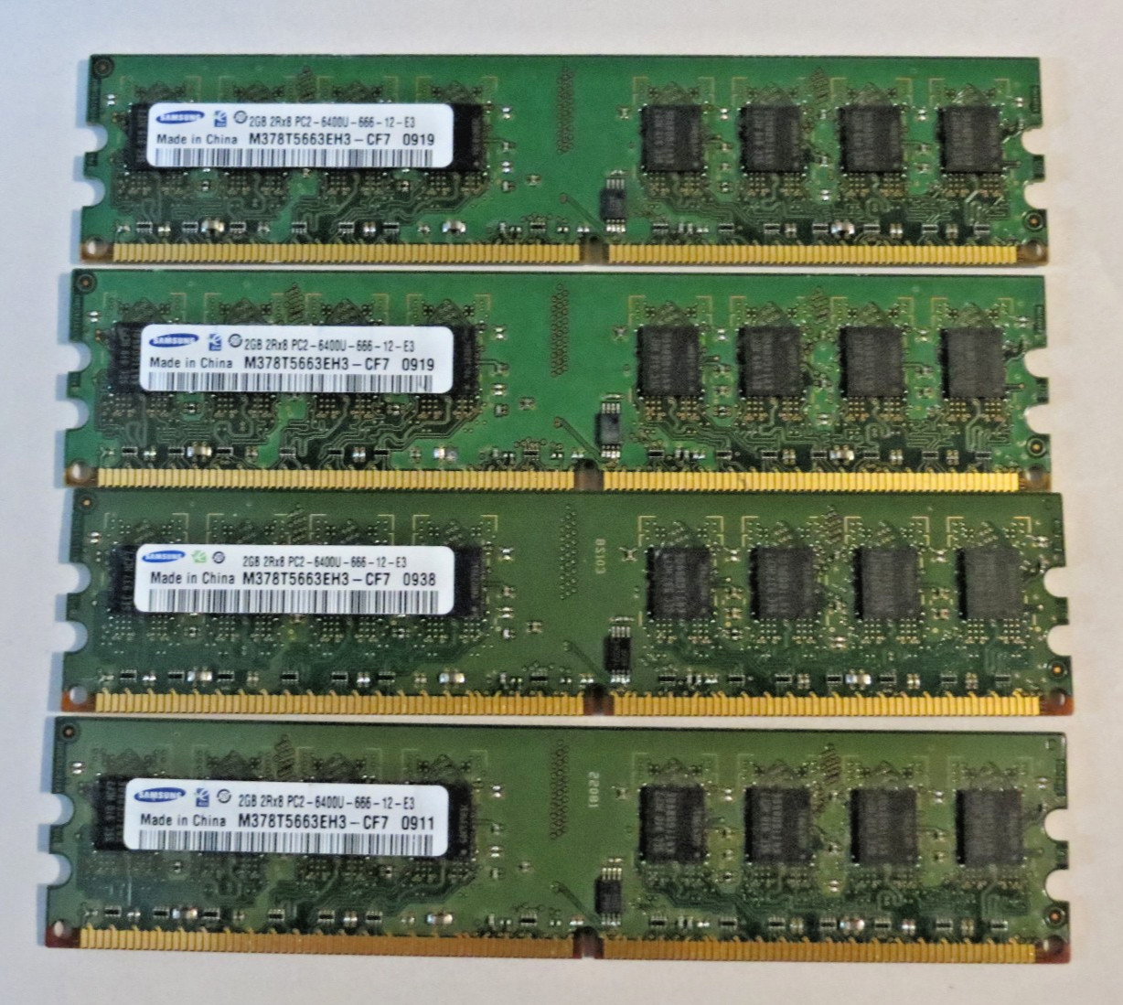 8GB Kit 4x2GB DDR2 800MHz PC2-6400 Desktop RAM Samsung M378T5663EH3-CF7 Quad