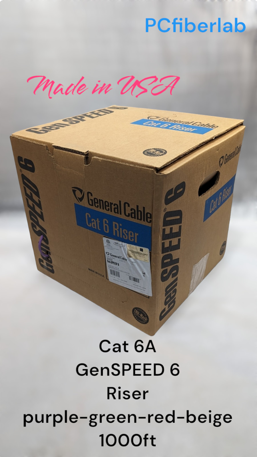 General Cable GenSPEED 6 Riser UTP Cable Cat 6A 23 AWG CMR - 1000ft
