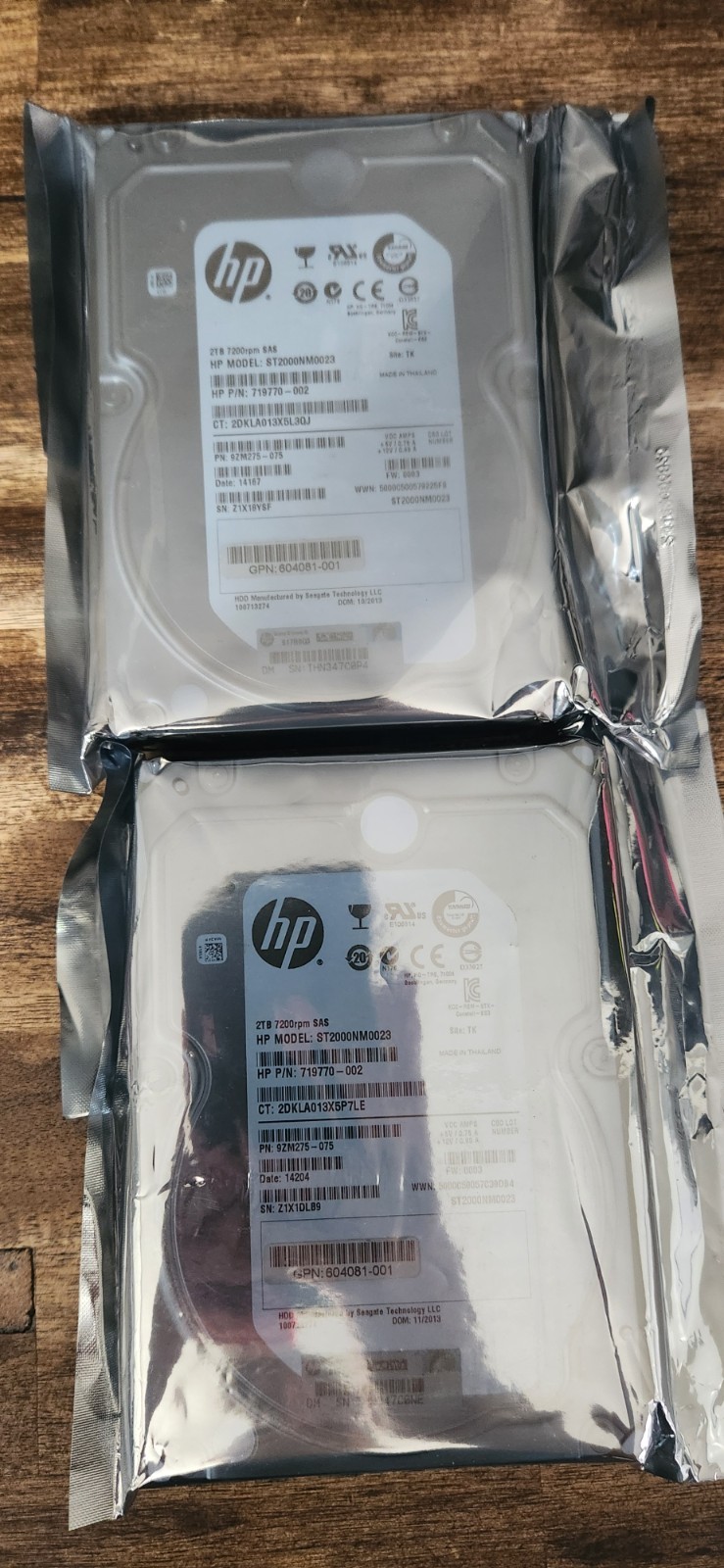 (2)  HP/ Seagate ST2000NM0023  2TB 7.2K RPM 6Gb LFF 3.5" SAS ENTERPRISE HDD