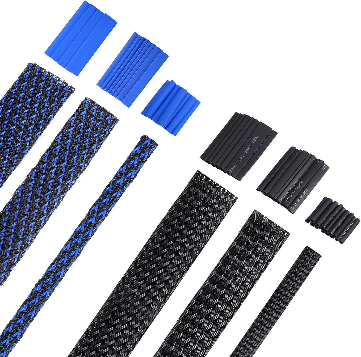 96Ft Wire Loom Braided Cable Sleeve Covers Cord Management with 127 Pcs