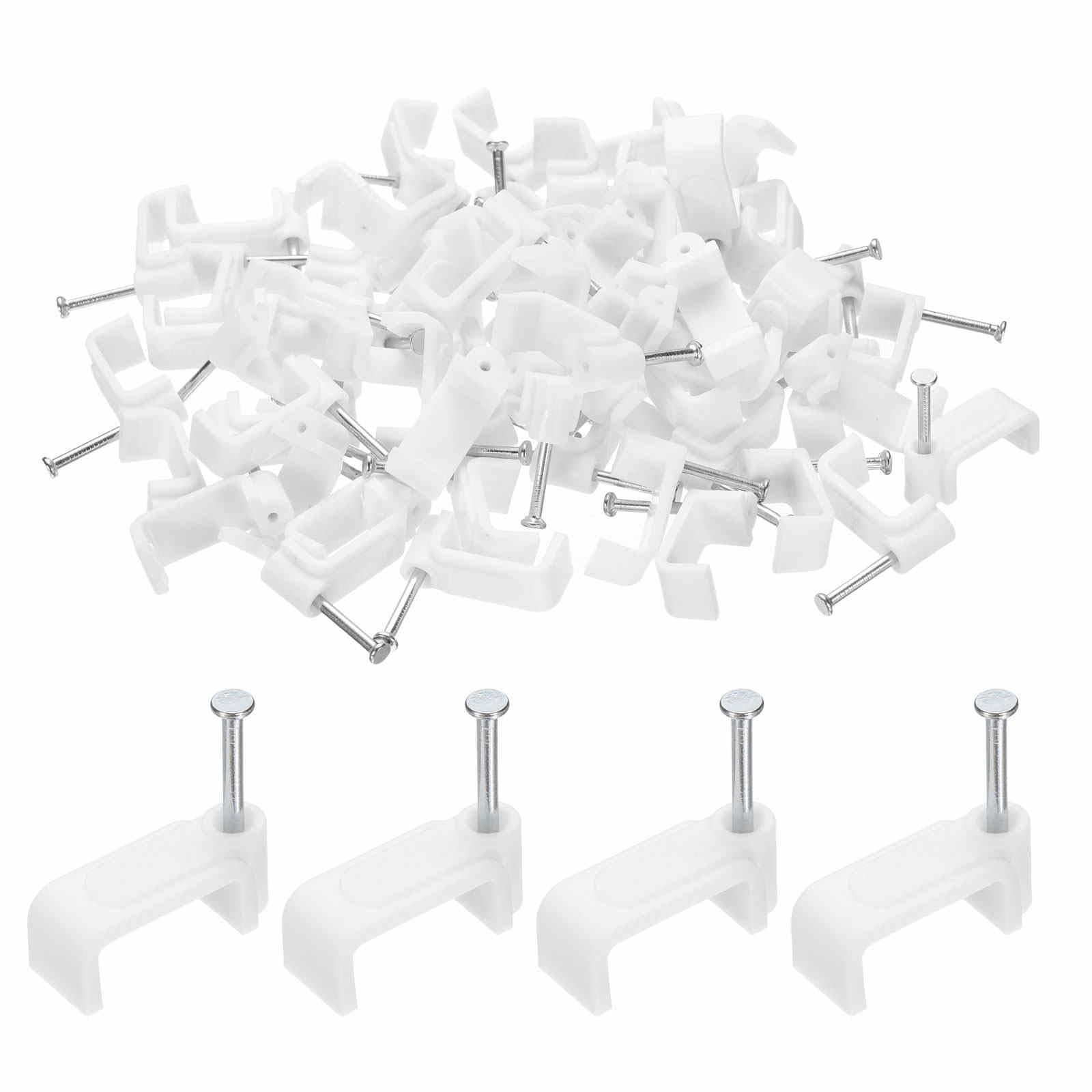 HARFINGTON 100pcs Cable Clips 16mm Half Clamp J-Hook with Nail Square Single Nai