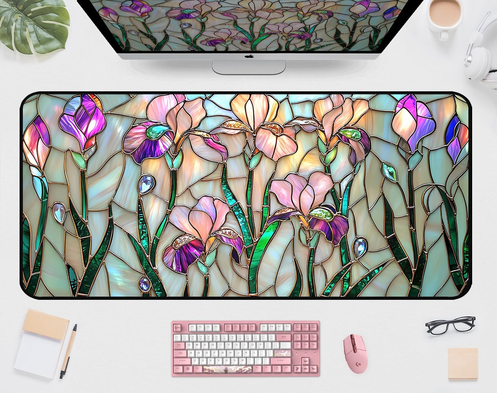 Colorful Flower Desk Mat Mouse Pad XXL, Plant Extended Large Game Mouse Pads,...