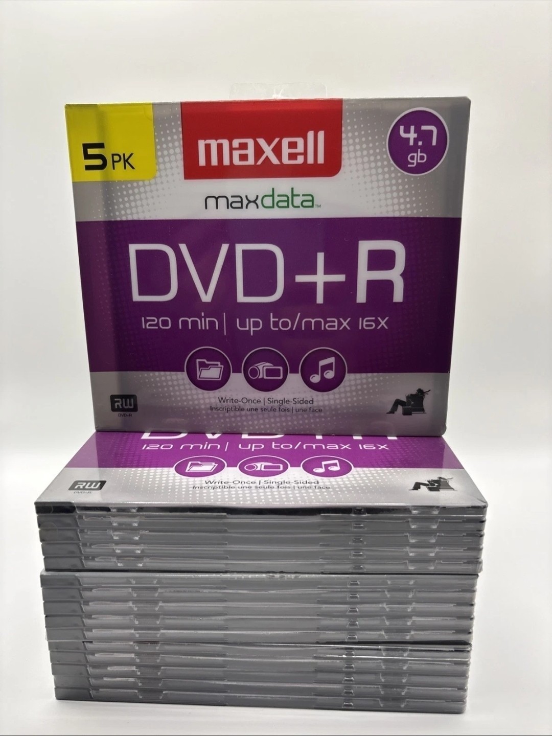 Lot Of 4 - 5 Pack 639002 Maxell DVD Recordable Media - DVD+R - 16x - 4.70 GB