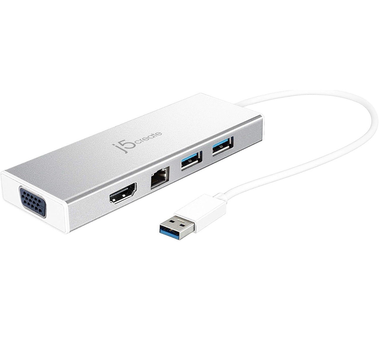 j5create USB 3.0 Hub with HDMI, VGA, RJ45 Gigabit Ethernet, 2 USB 3.1 Type