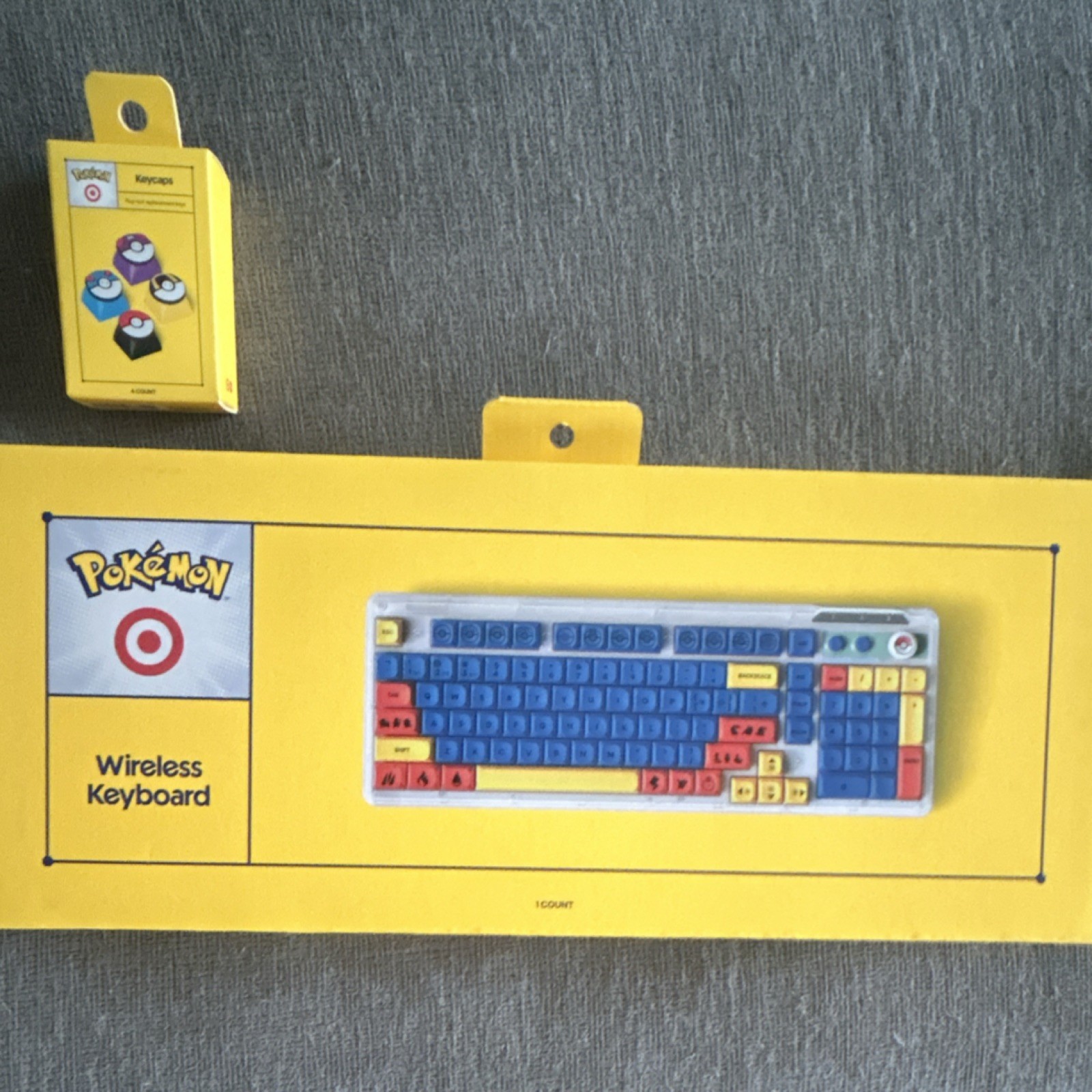 Pokémon Wireless Plug & Play Full-Size Keyboard Blue Red Yellow QWERTY