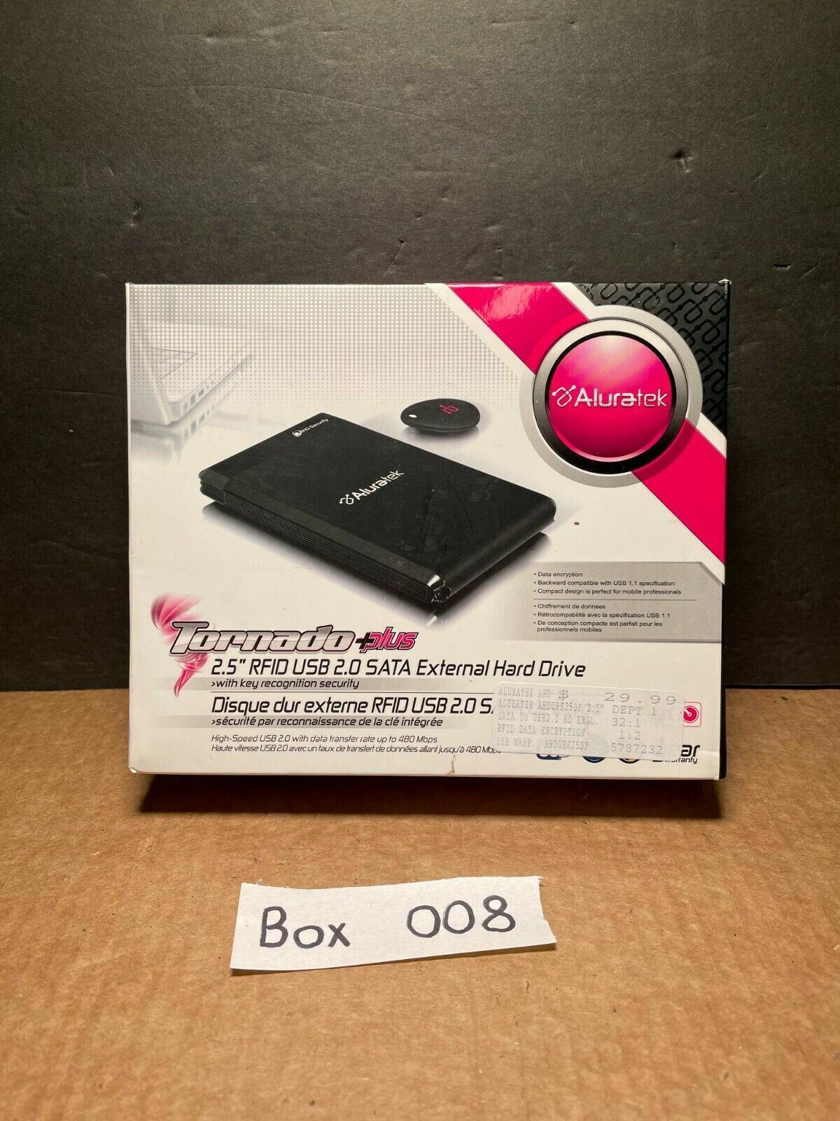 Aluratek Tornado Plus USB 2.0 SATA External Hard Drive 250GB Model AHDURS250F