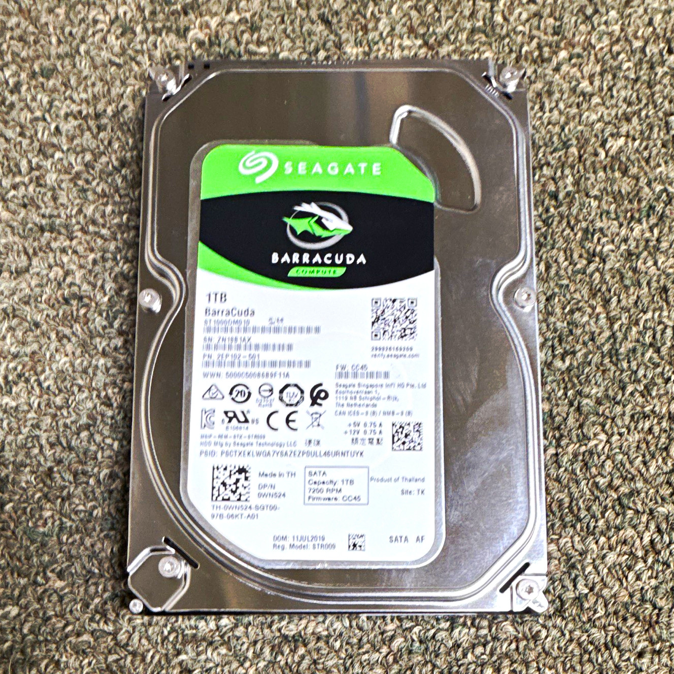Seagate BarraCuda ST1000DM010 1TB 3.5in SATA III 7200RPM 64MB HDD