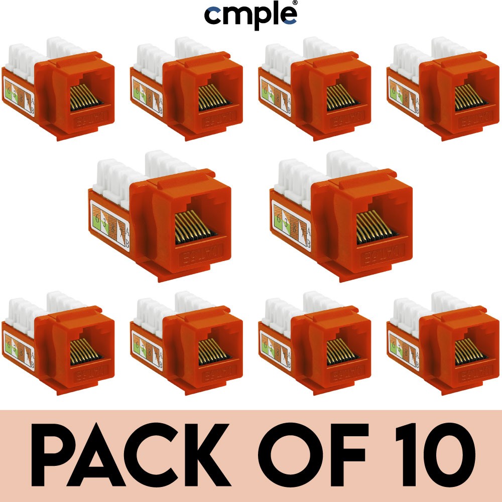 10 Pack Cat5e Keystone Jack Ethernet 8P8C RJ45 Ethernet 110 Punchdown CAT 5e