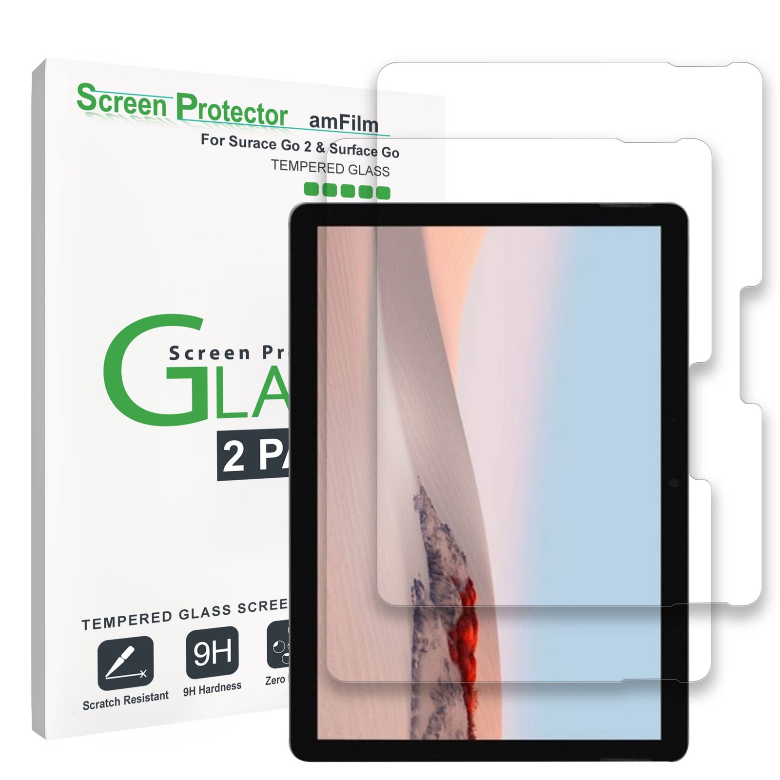 amFilm (2 Pack) Tempered Glass Screen Protector Compatible with Clear 